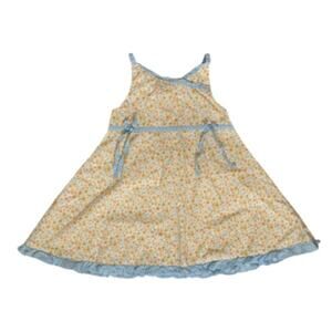 Vintage Youngland Yellow Orange Prairie Flowers Floral Ruffle Trim Casual Dress